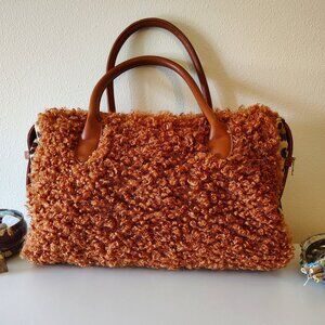 Pink Haley Fuzzy Shag and Cheetah Print Handbag Doctor Style Bag